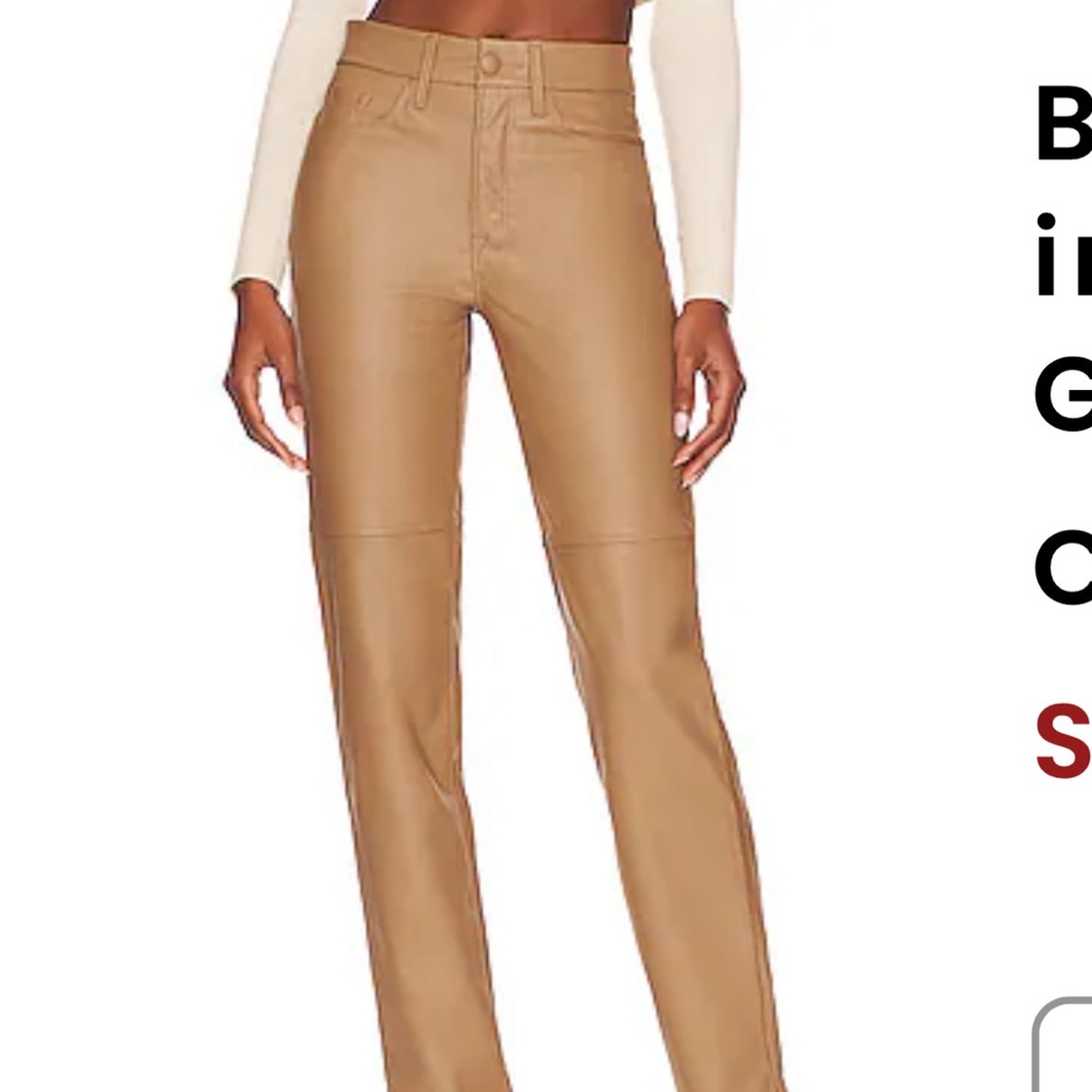 Good American Tan High-Waisted Pants size 0/25 NWT warm caramel